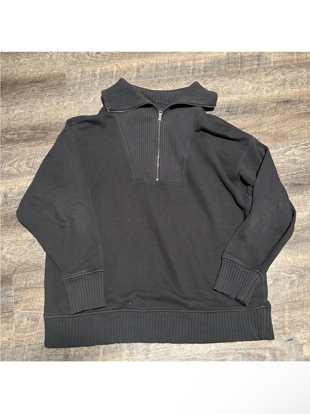 Women’s Black Half-Zip Ribbed Collar Sweater